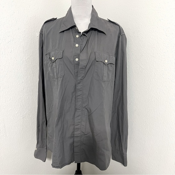 True Religion Men’s Gray XXXL Button Up Long Sleeve Shirt Logo Western Cowboy - Picture 1 of 10